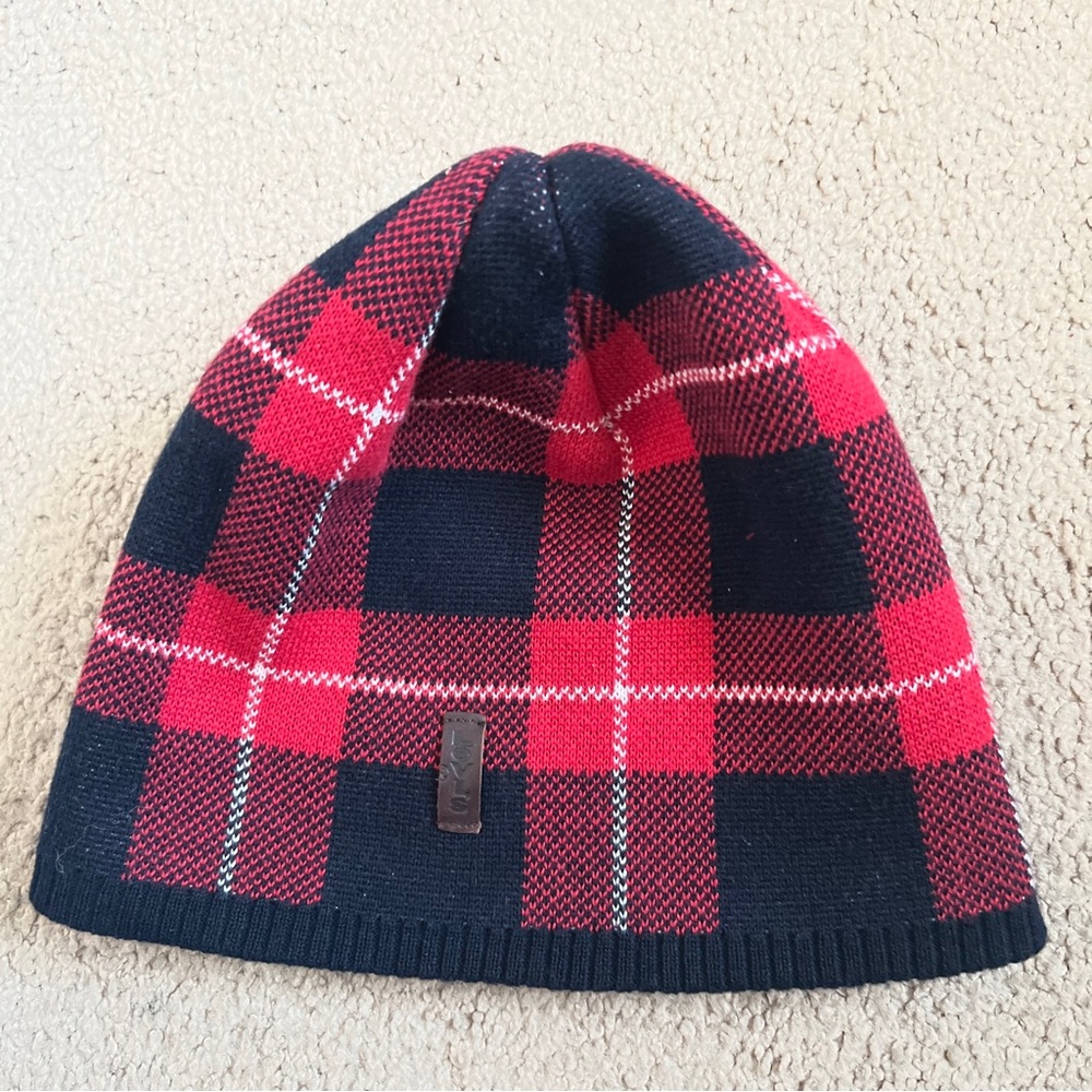 Levi's Beanie Hat Unisex Adults Buffalo Plaid Knit Winter One Size  Cotton
